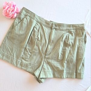 🏷️Anthropologie JOIE Pleated Short High Waist Faded Cactus XXL